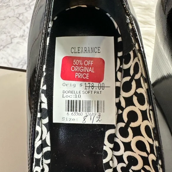 Coach Dorelle Black Patent Leather Wedges 3 3/4 3.75 inch Heels Size 8.5 - Picture 6 of 8